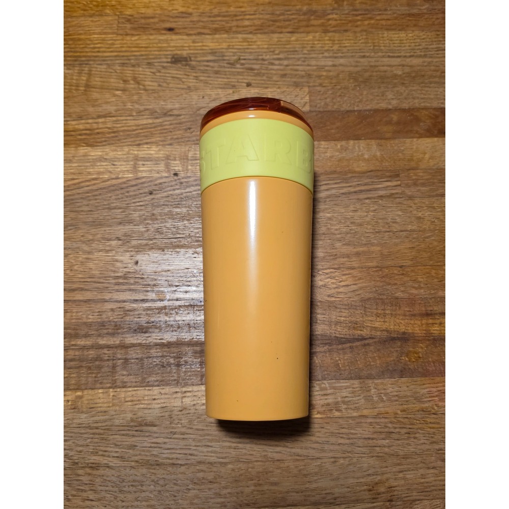 Starbucks Orange and Lime Green Insulated Travel Tumbler Coffee‎ Mug with Lid